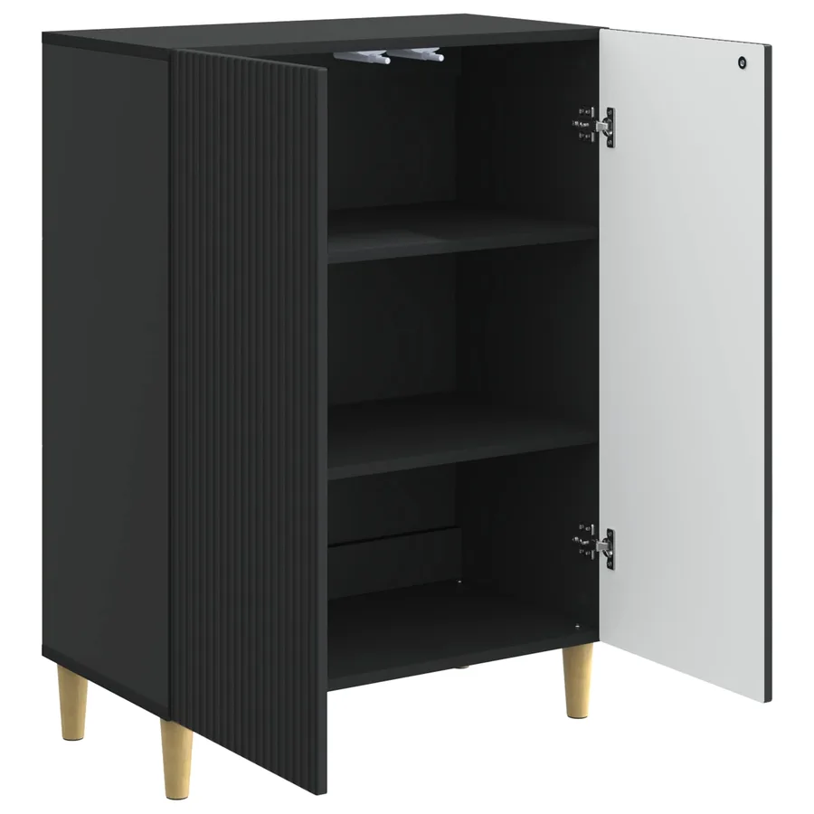Buffet Noir 66 x 34,5 x 90 cm Bois d'ingénierie - 5