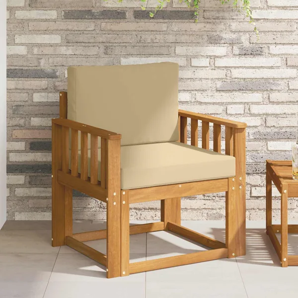 Canapé d’extérieur Bois d'acacia massif et polyester Naturel