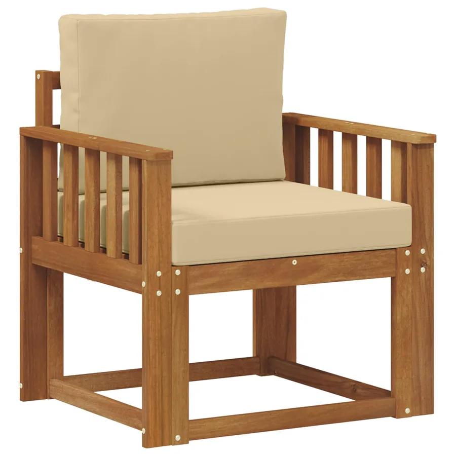 Canapé d’extérieur Bois d'acacia massif et polyester Naturel - 2
