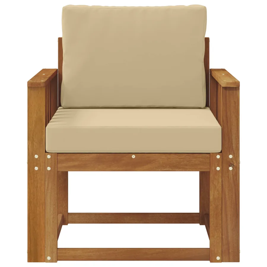 Canapé d’extérieur Bois d'acacia massif et polyester Naturel - 3