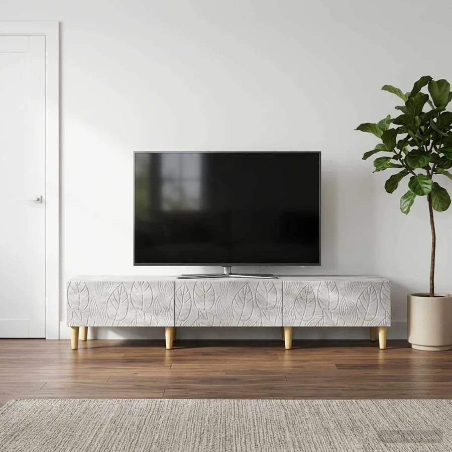 Meuble TV 147 x 34,5 x 30 cm Gris béton Bois d'ingénierie