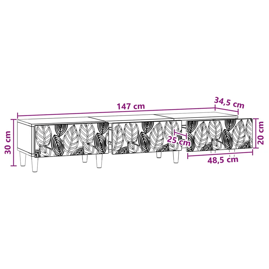 Meuble TV 147 x 34,5 x 30 cm Gris béton Bois d'ingénierie - 8