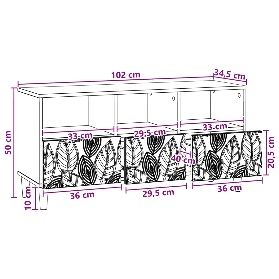 Meuble TV 102 x 34,5 x 50 cm Chêne Sonoma Bois d'ingénierie - 8