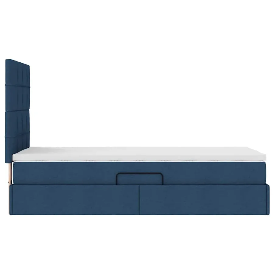 Lit avec rangement et matelas Bleu 90 x 200 cm tissu - 8