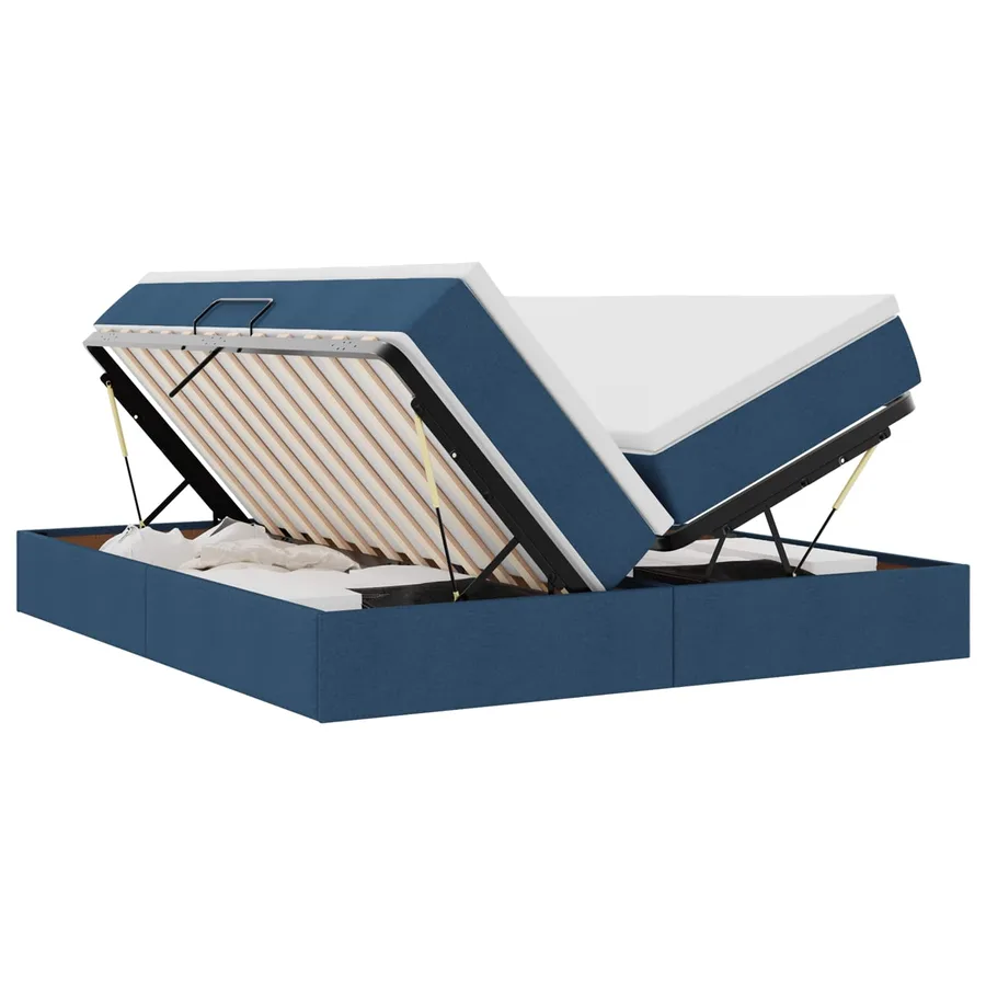 Lit avec rangement et matelas Bleu 180 x 200 cm Polyester - 2