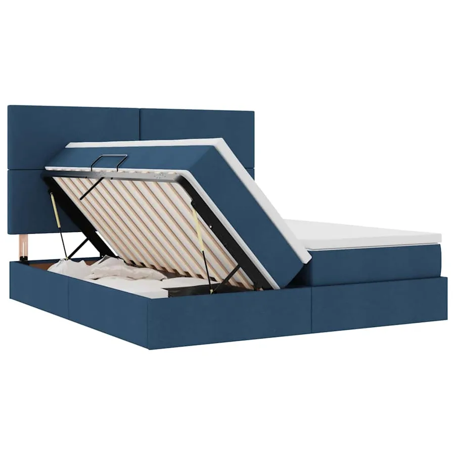 Lit de Rangement avec tête de lit Bleu 180 x 200 cm Tissu - 7