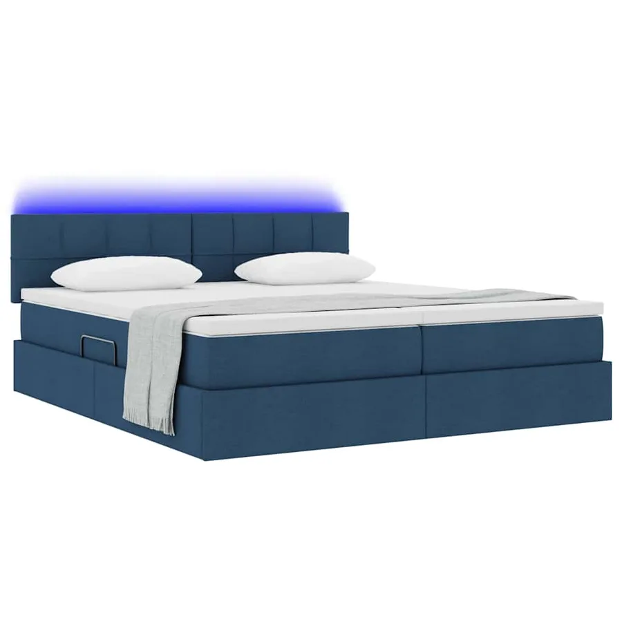 Lit de rangement LED avec matelas Bleu 180 x 200 cm Tissu - 3