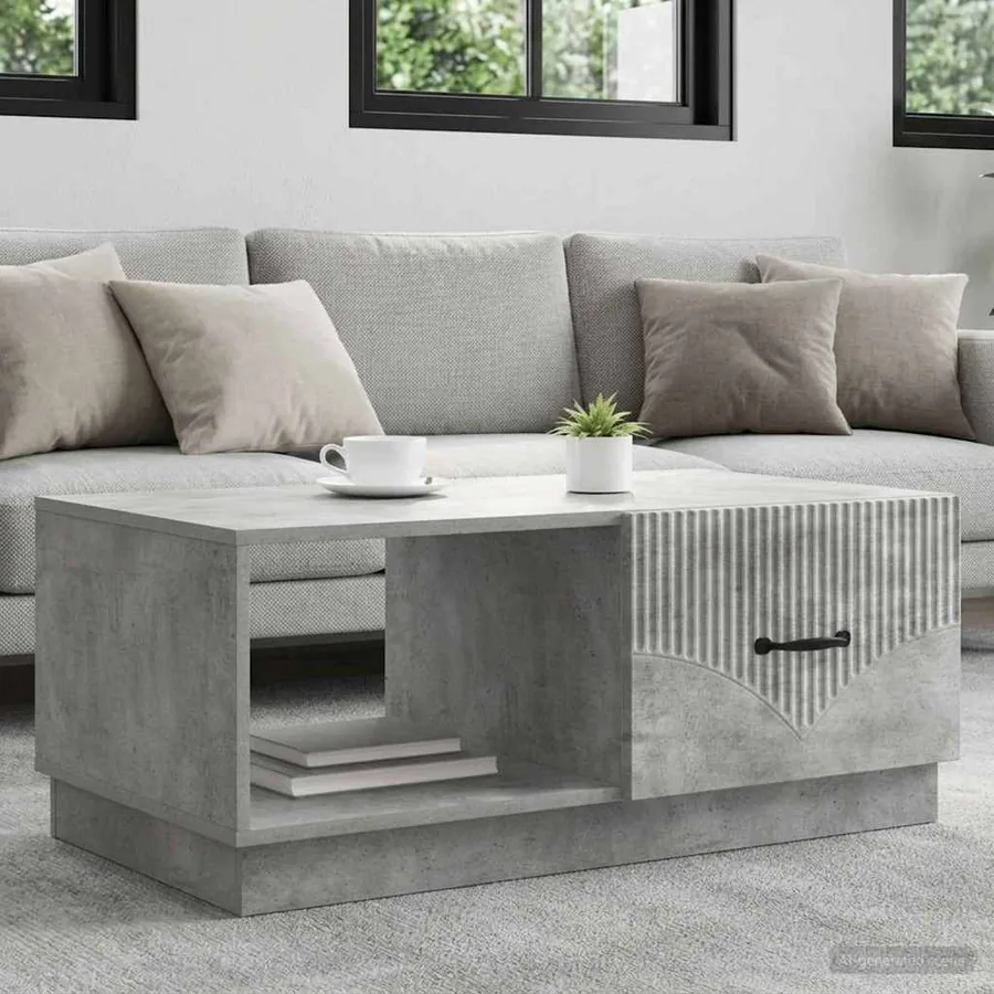 Table basse Gris béton 90 x 50 x 37 cm Bois d'ingénierie