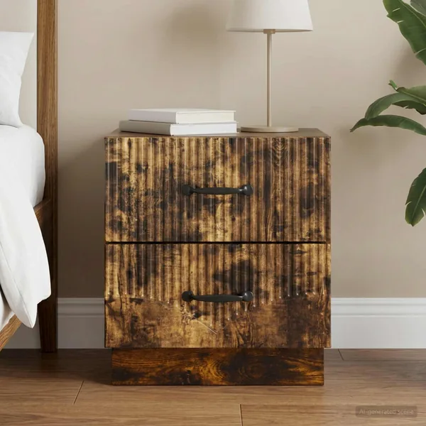 Cabinet de chevet avec tiroir Chêne fumé 43 x 34,5 x 44,5 cm