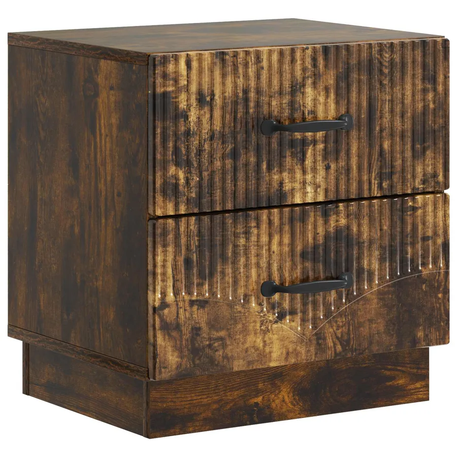 Cabinet de chevet avec tiroir Chêne fumé 43 x 34,5 x 44,5 cm - 2