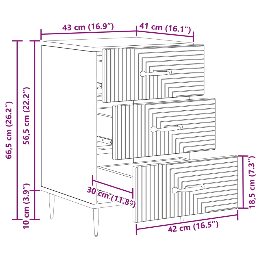 Cabinet de chevet avec tiroir Chêne Sonoma 43 x 41 x 66,5 cm - 10