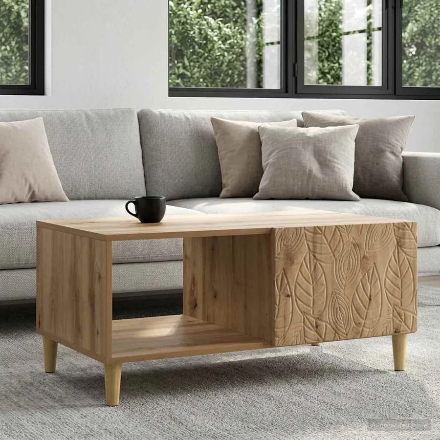 Table basse Chêne artisanal 90 x 50 x 40 cm Bois d'ingénierie
