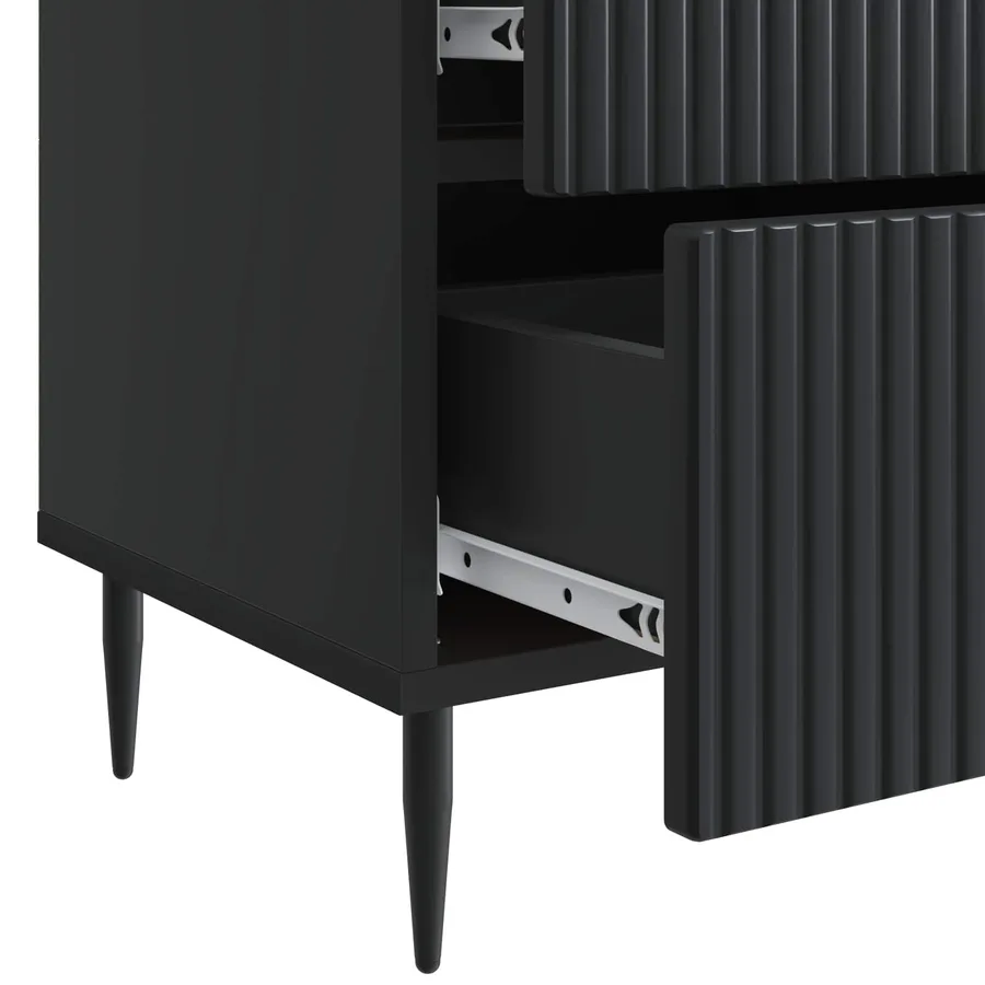 Cabinet de chevet avec tiroir 2 pcs Noir 43 x 34,5 x 47,5 cm - 11