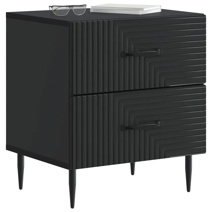Cabinet de chevet avec tiroir 2 pcs Noir 43 x 34,5 x 47,5 cm - 3