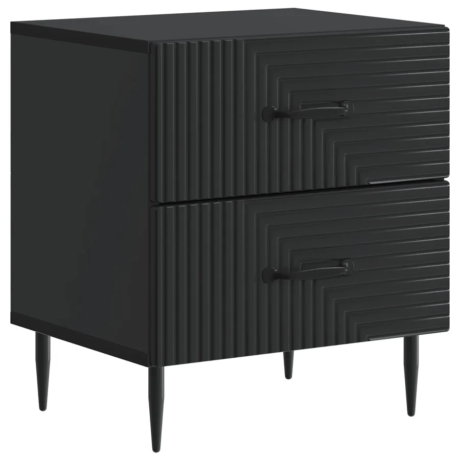 Cabinet de chevet avec tiroir 2 pcs Noir 43 x 34,5 x 47,5 cm - 5