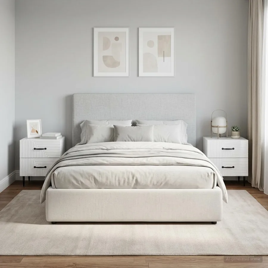 Cabinet de chevet 2 pcs Blanc brillant 43 x 34,5 x 47,5 cm