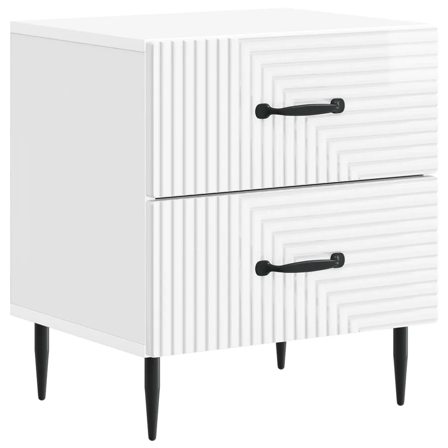 Cabinet de chevet 2 pcs Blanc brillant 43 x 34,5 x 47,5 cm - 5