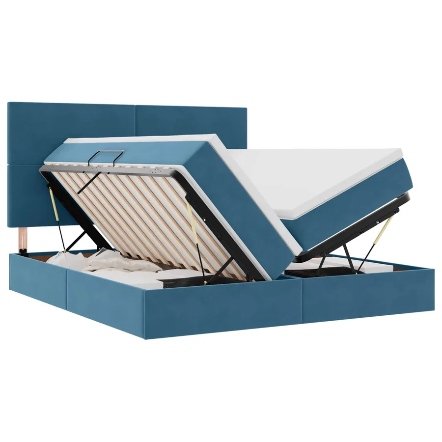 Lit de Rangement avec stockage Bleu foncé 180 x 200 cm Velours - 2