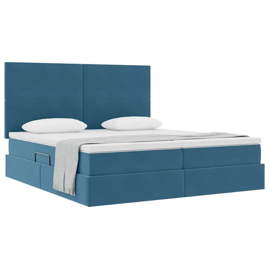 Lit de Rangement avec stockage Bleu foncé 180 x 200 cm Velours - 3