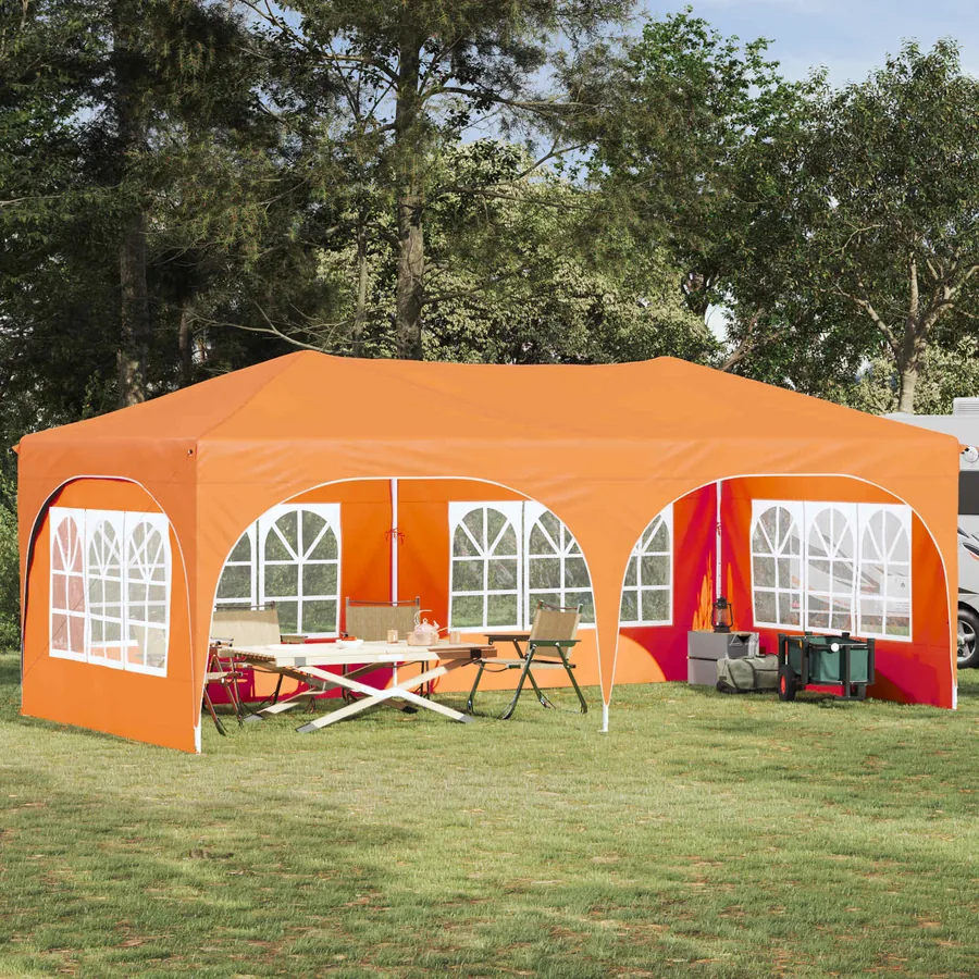 Tente de fête pop-up 575 x 288 x 245 cm Orange Tissu Oxford