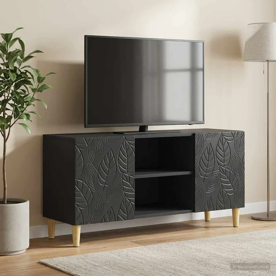 Meuble TV 102 x 34,5 x 50 cm Noir Bois d'ingénierie