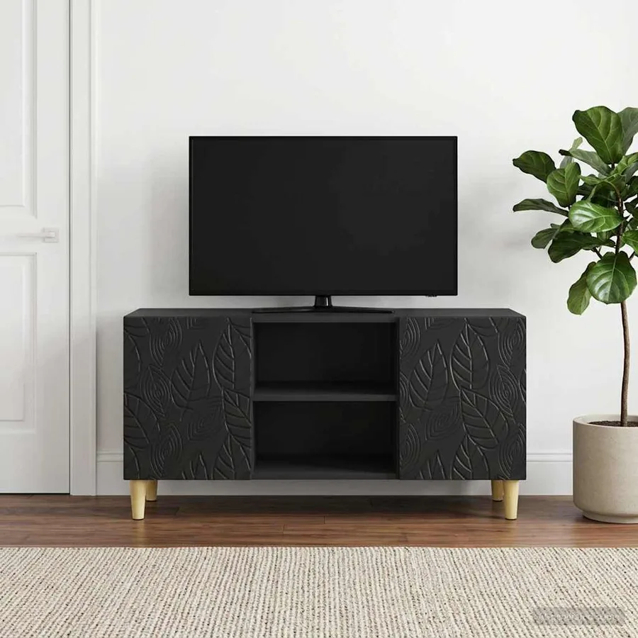 Meuble TV 102 x 34,5 x 50 cm Noir Bois d'ingénierie - 3