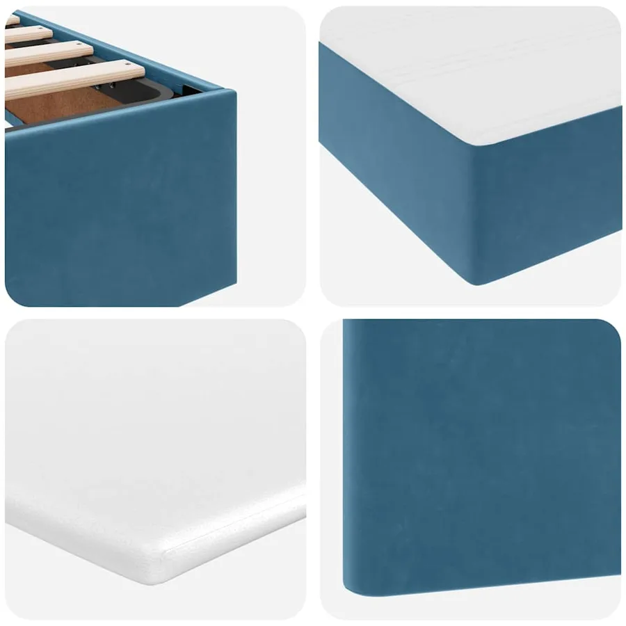 Lit avec rangement et matelas Bleu foncé 90 x 200 cm Velours - 12