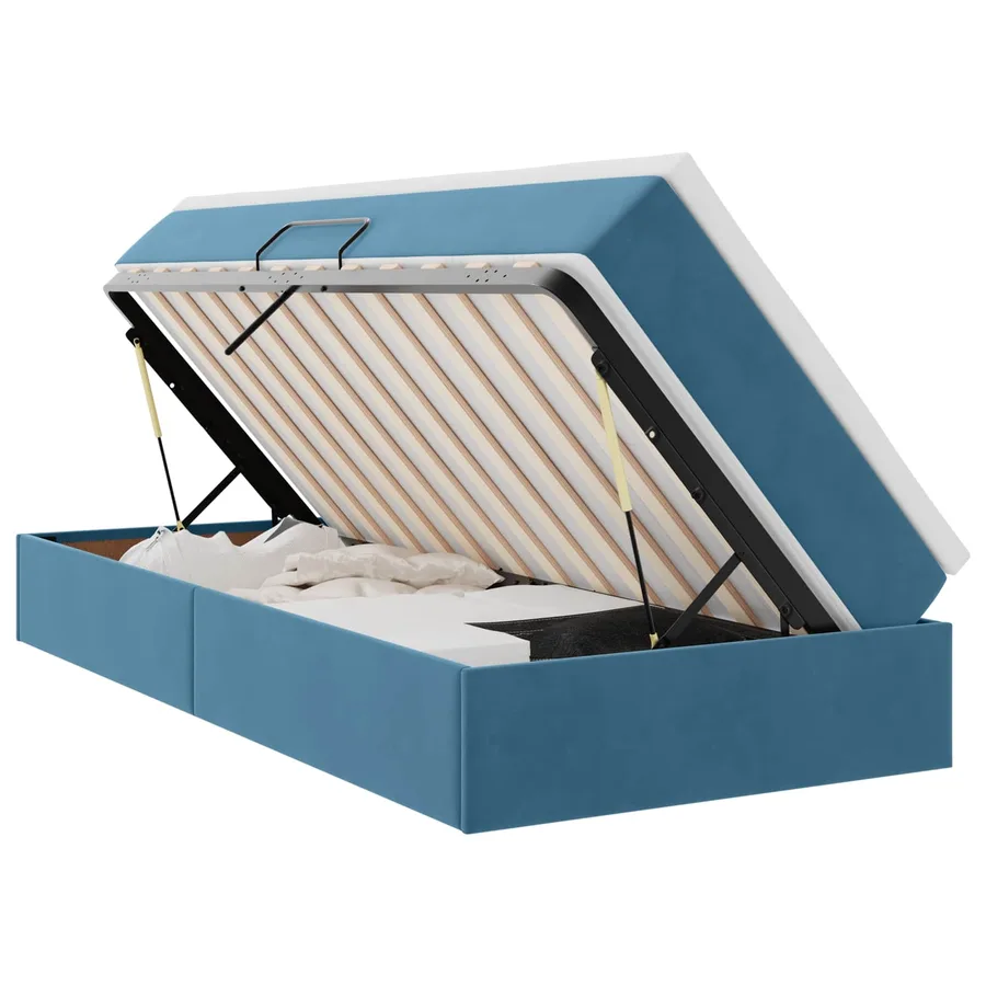 Lit avec rangement et matelas Bleu foncé 90 x 200 cm Velours - 2