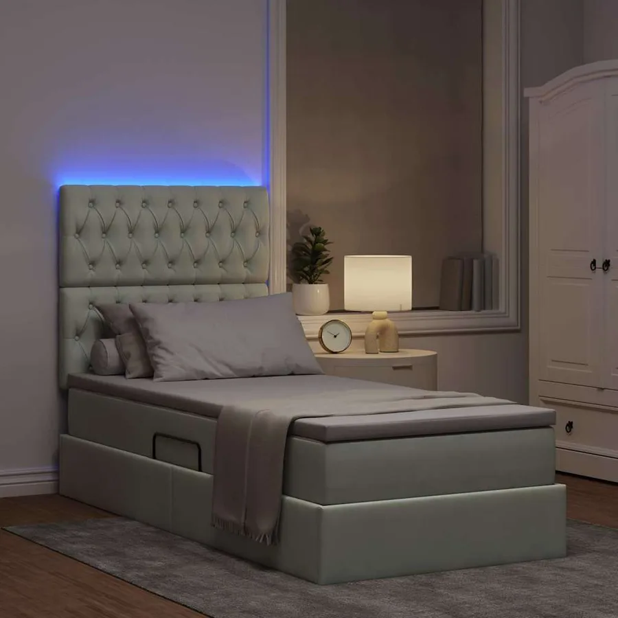 Lit de rangement LED avec matelas Gris clair 100 x 200 cm - 5