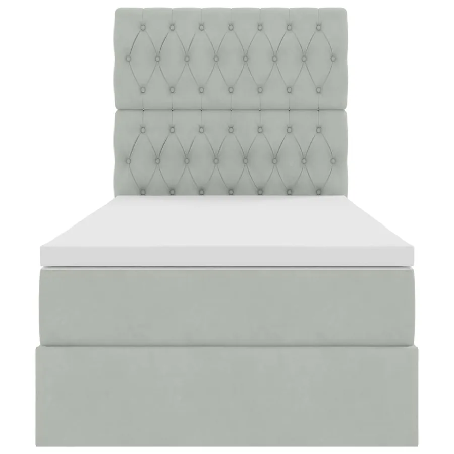 Lit avec rangement et matelas Gris clair 100 x 200 cm Velours - 7