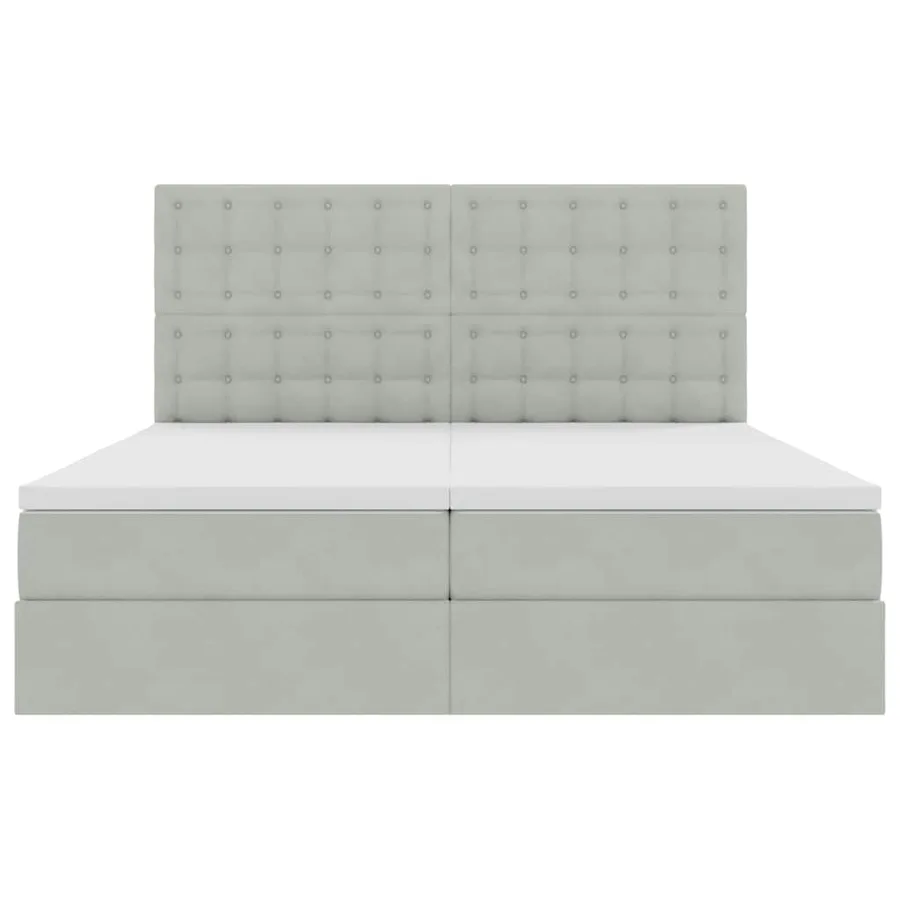 Lit de Rangement avec stockage Gris clair 200 x 200 cm Velours - 10