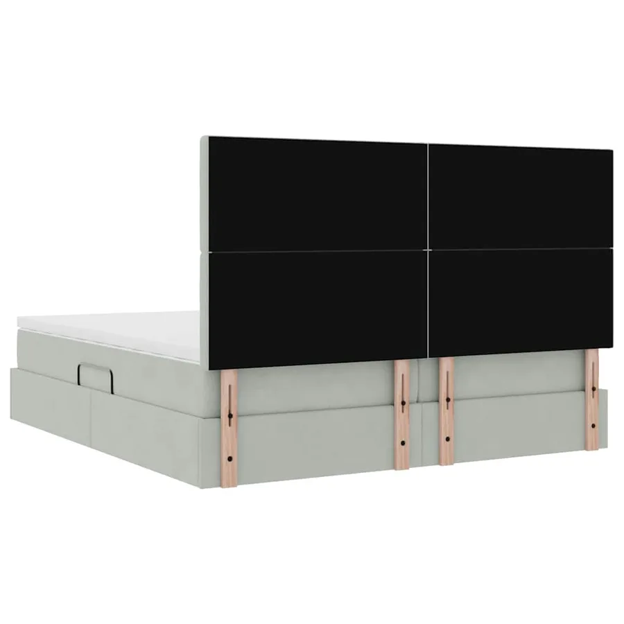 Lit de Rangement avec stockage Gris clair 200 x 200 cm Velours - 12