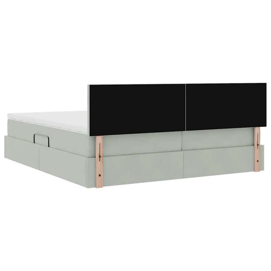 Lit de rangement LED avec matelas Gris clair 200 x 200 cm - 13