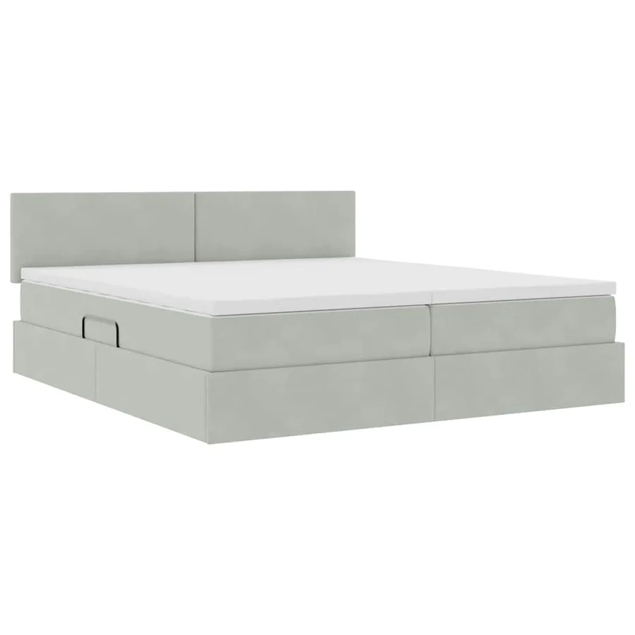 Lit de rangement LED avec matelas Gris clair 200 x 200 cm - 6