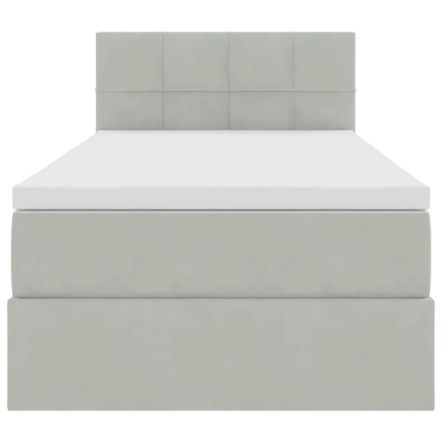 Lit de Rangement avec matelas Gris clair 100 x 200 cm Velours - 7