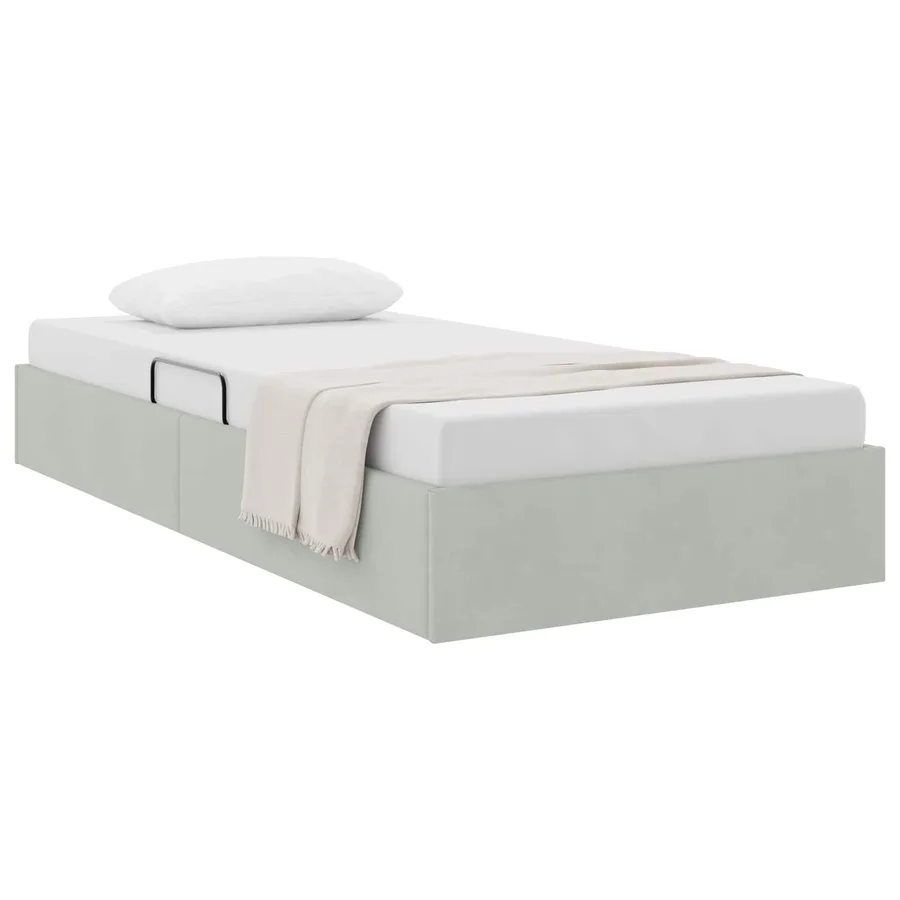 Cadre de lit ottoman Gris clair 100 x 200 cm Velours - 3