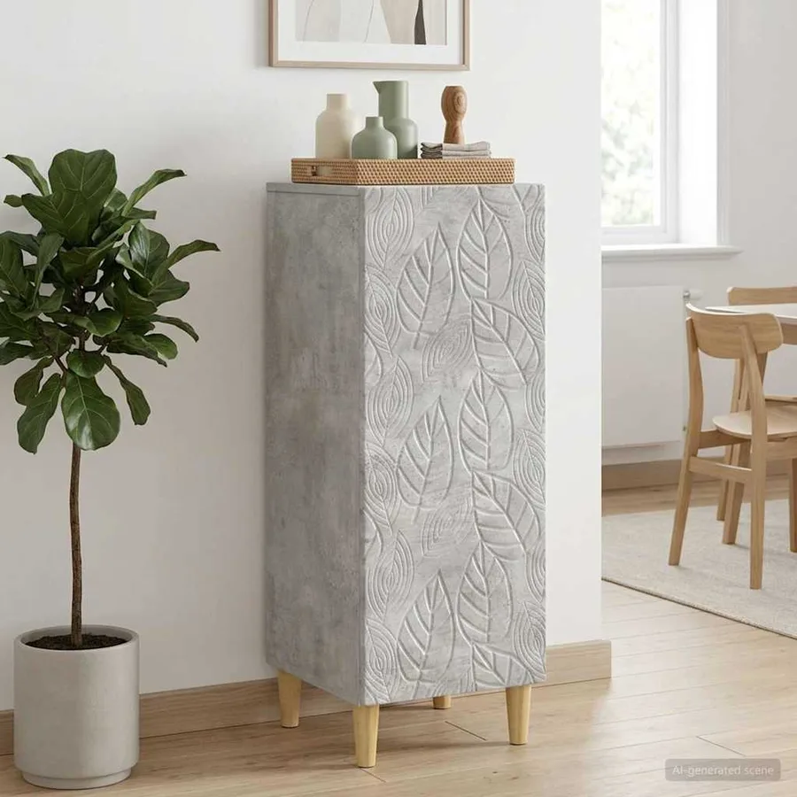 Buffet Gris béton 33 x 34,5 x 90 cm Bois d'ingénierie - 3