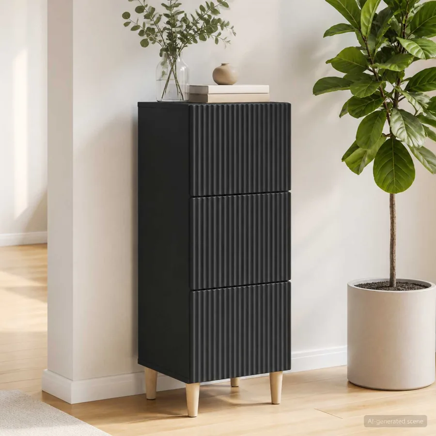 Armoire à tiroirs Noir 33 x 34,5 x 90 cm Bois d'ingénierie