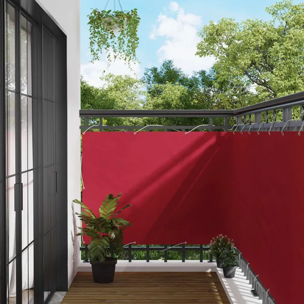 Écran de balcon Rouge 110 x 200 cm Tissu Oxford