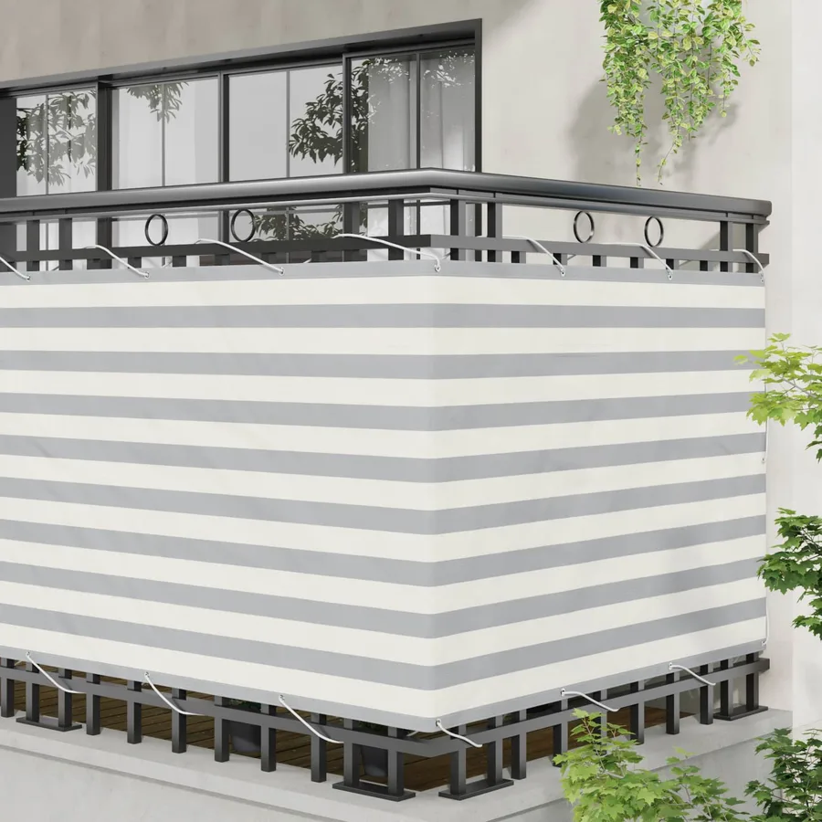 Écran de balcon Gris clair et blanc 120 x 200 cm - 3