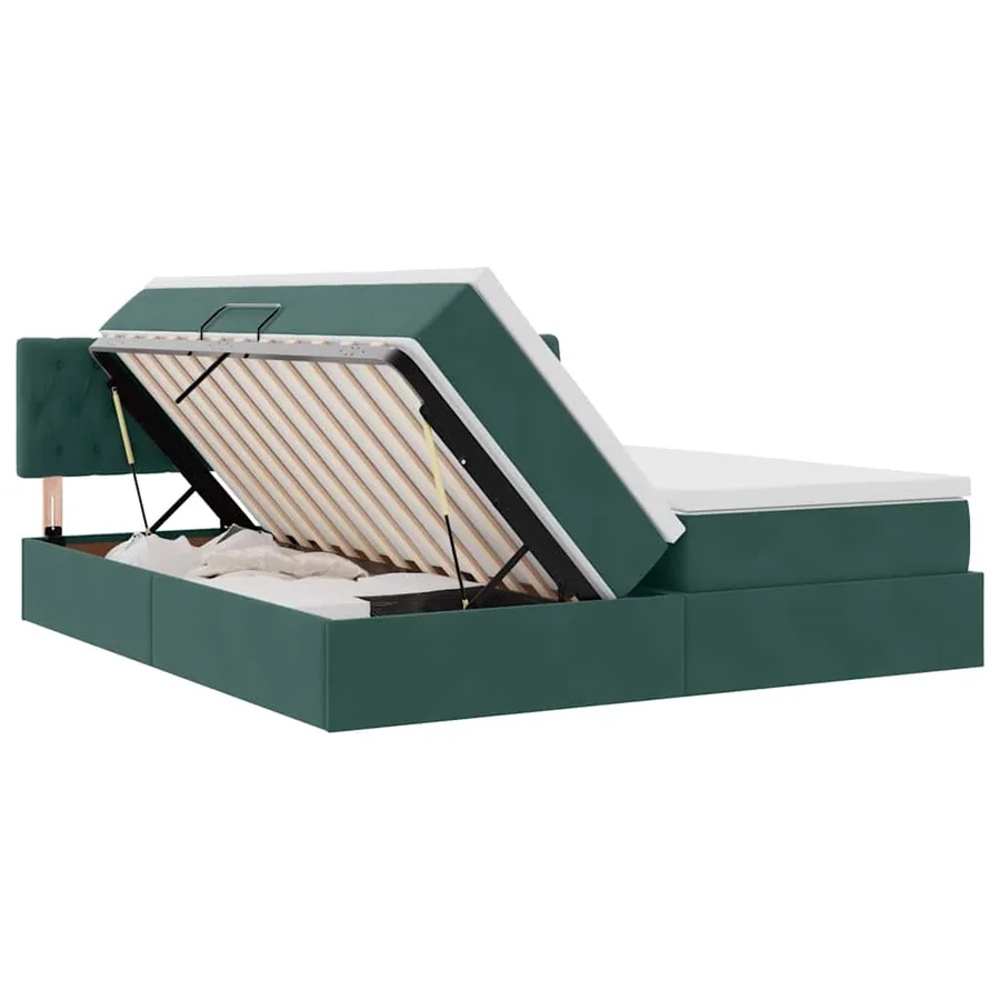 Lit de Rangement avec matelas Vert foncé 90 x 200 cm - 7