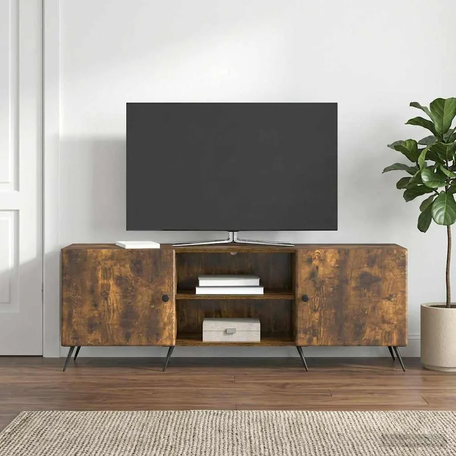 Meuble TV Chêne fumé 150 x 31 x 50 cm Bois d'ingénierie - 4