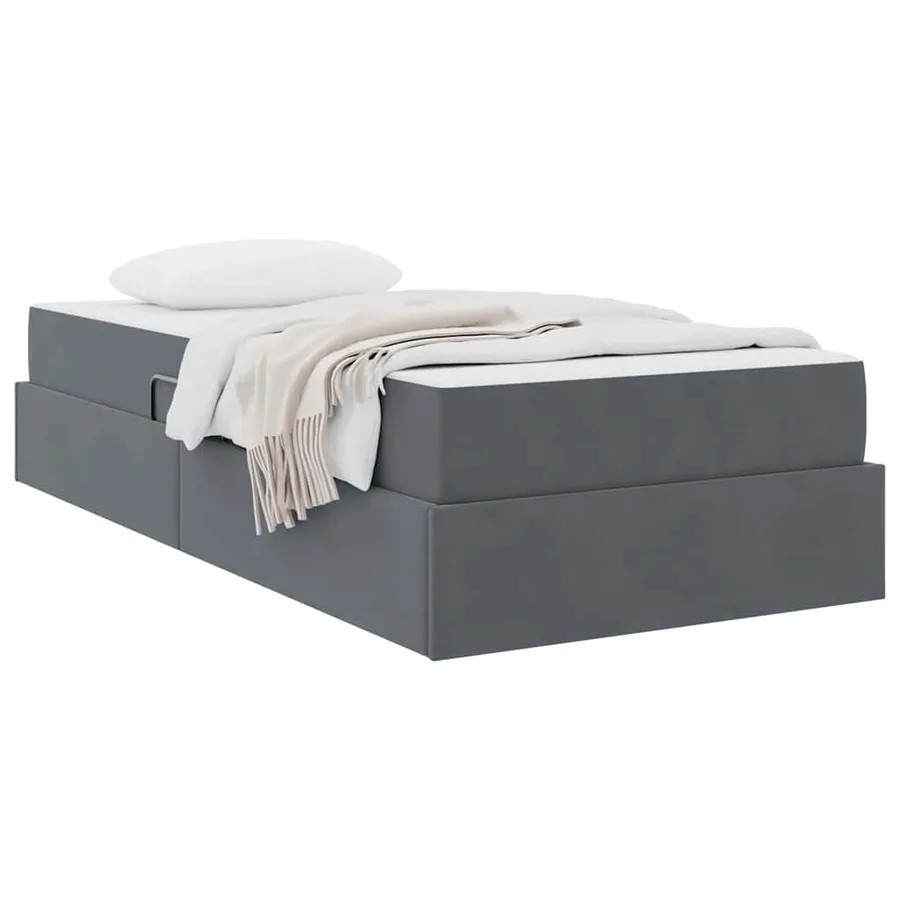 Lit avec rangement et matelas Gris foncé 90 x 190 cm Velours - 3