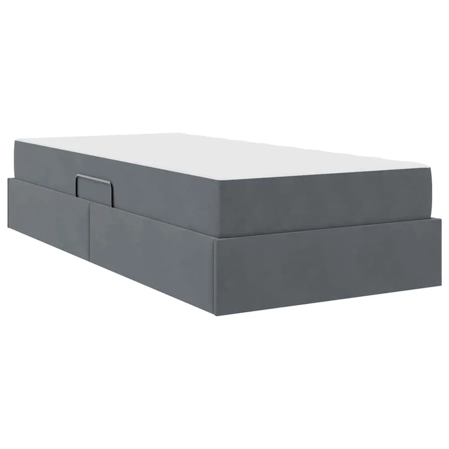 Lit avec rangement et matelas Gris foncé 90 x 190 cm Velours - 8