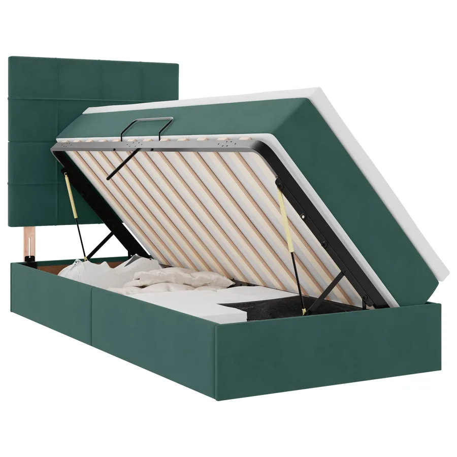 Lit de rangement LED avec matelas Vert foncé 90 x 200 cm - 2