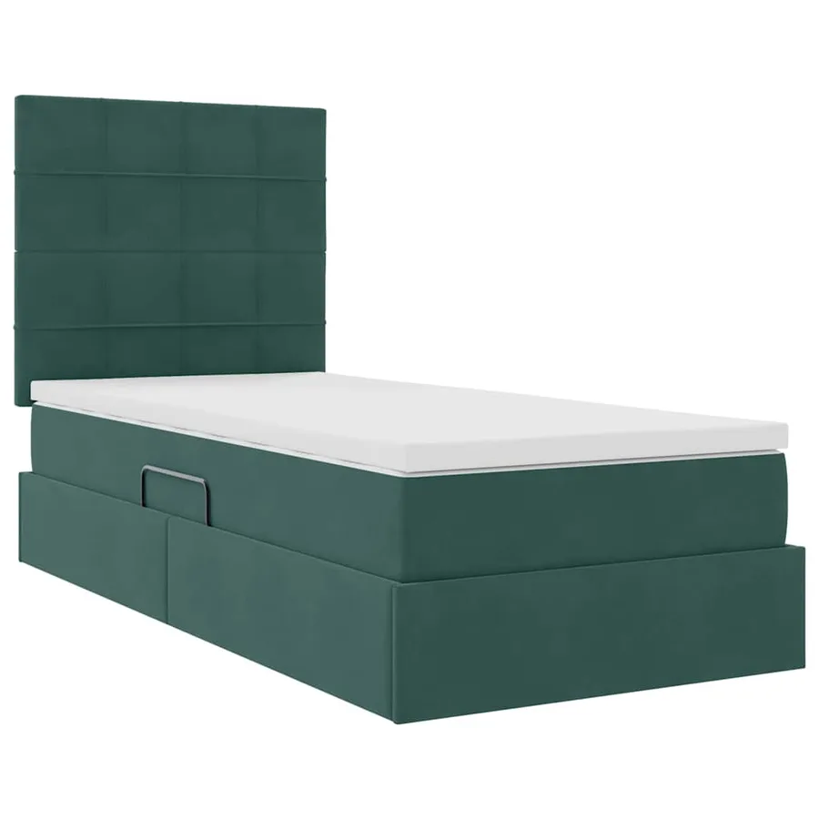Lit de rangement LED avec matelas Vert foncé 90 x 200 cm - 6