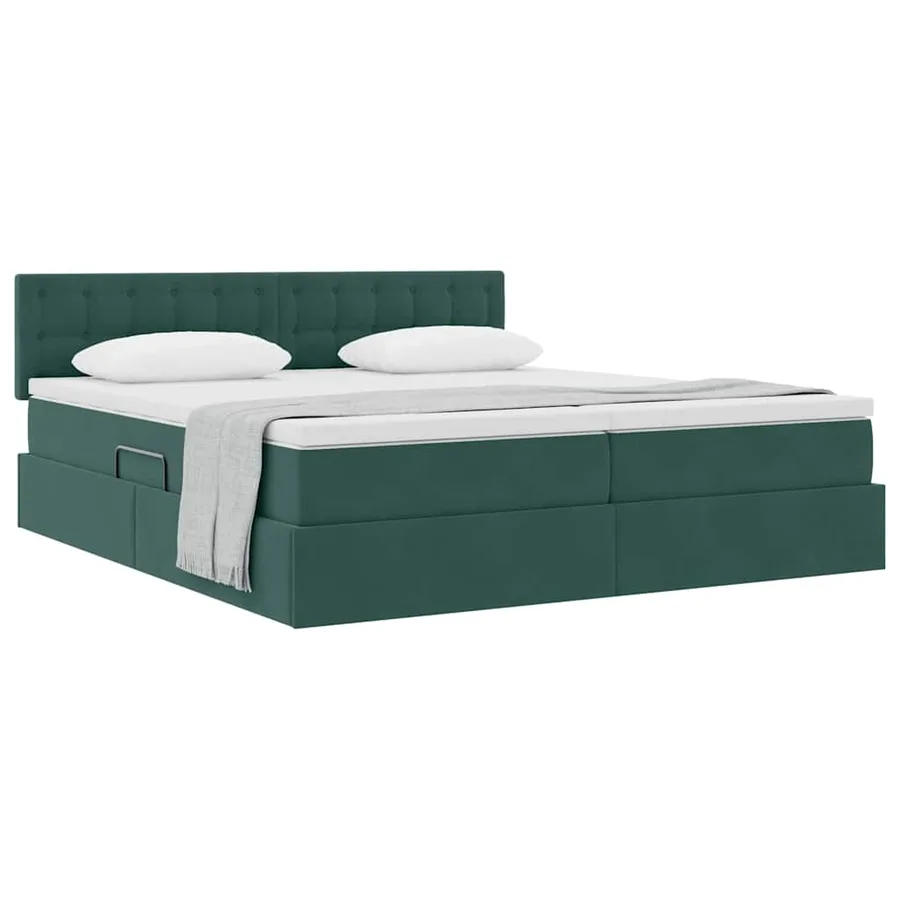 Lit de Rangement avec matelas Vert foncé 90 x 200 cm - 3