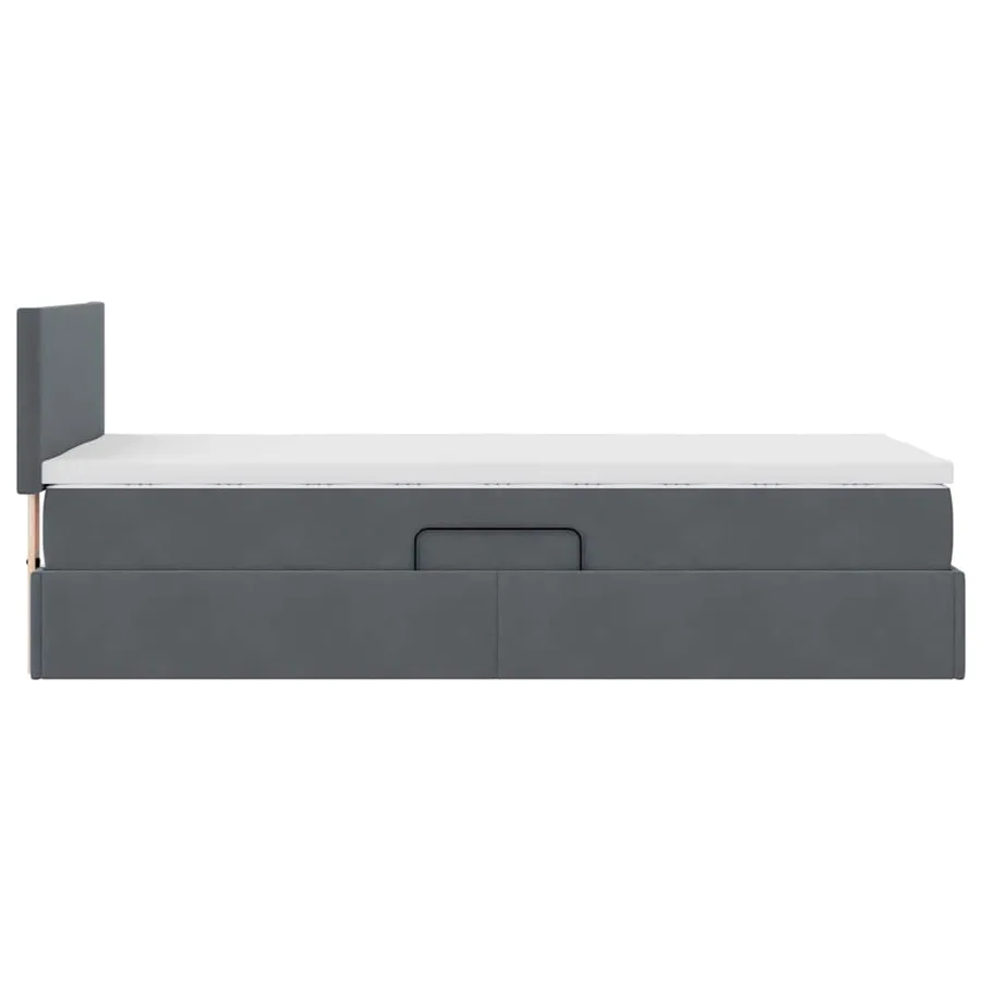 Lit de Rangement avec matelas Gris foncé 90 x 200 cm Velours - 10