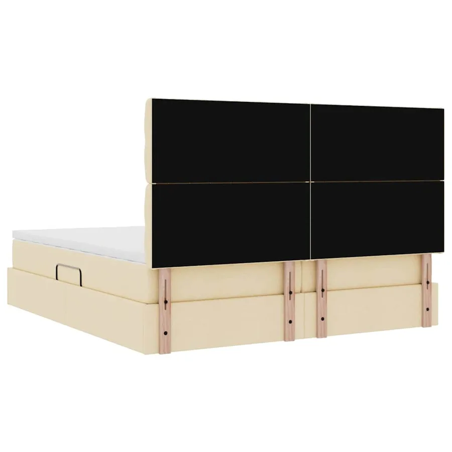 Lit de rangement LED avec matelas Crème 200 x 200 cm Tissu - 13