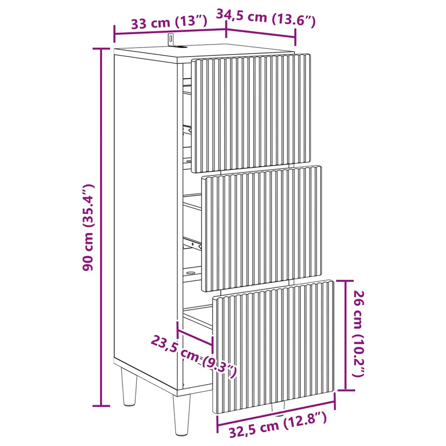 Armoire à tiroirs Sonoma gris 33 x 34,5 x 90 cm - 11